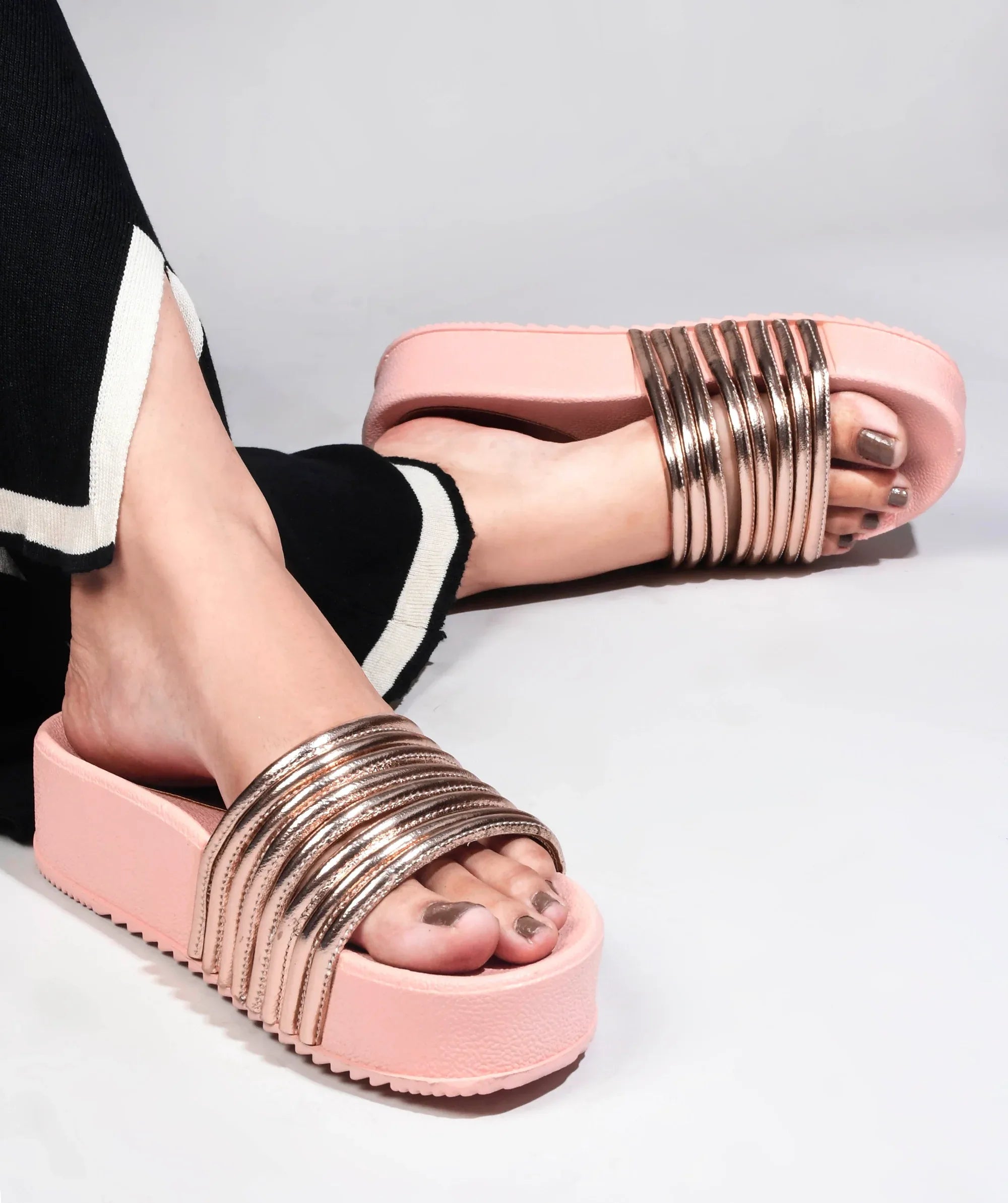 Textured Wide Strap Slides
