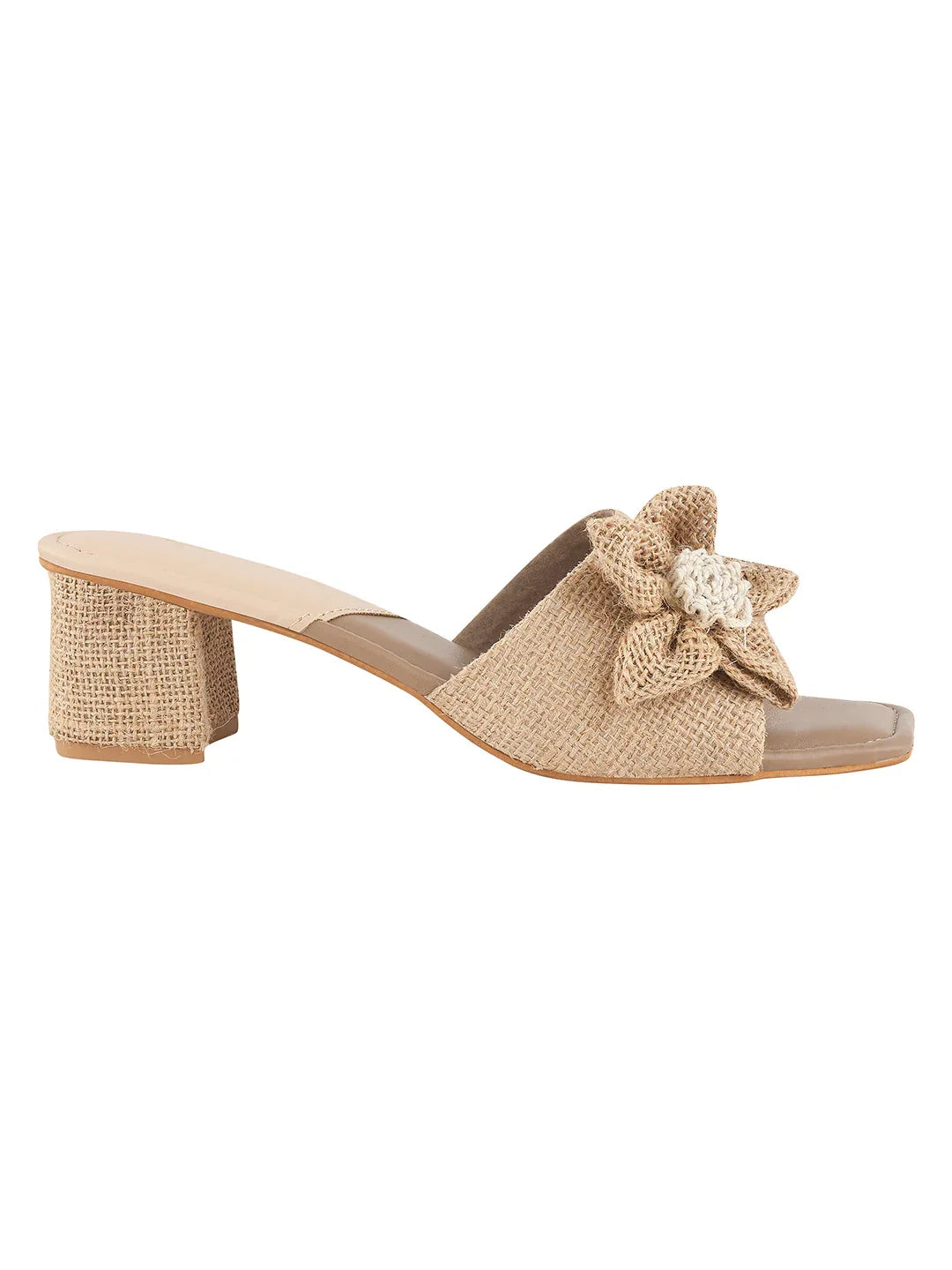 Floral Knot Fabric Block Heels