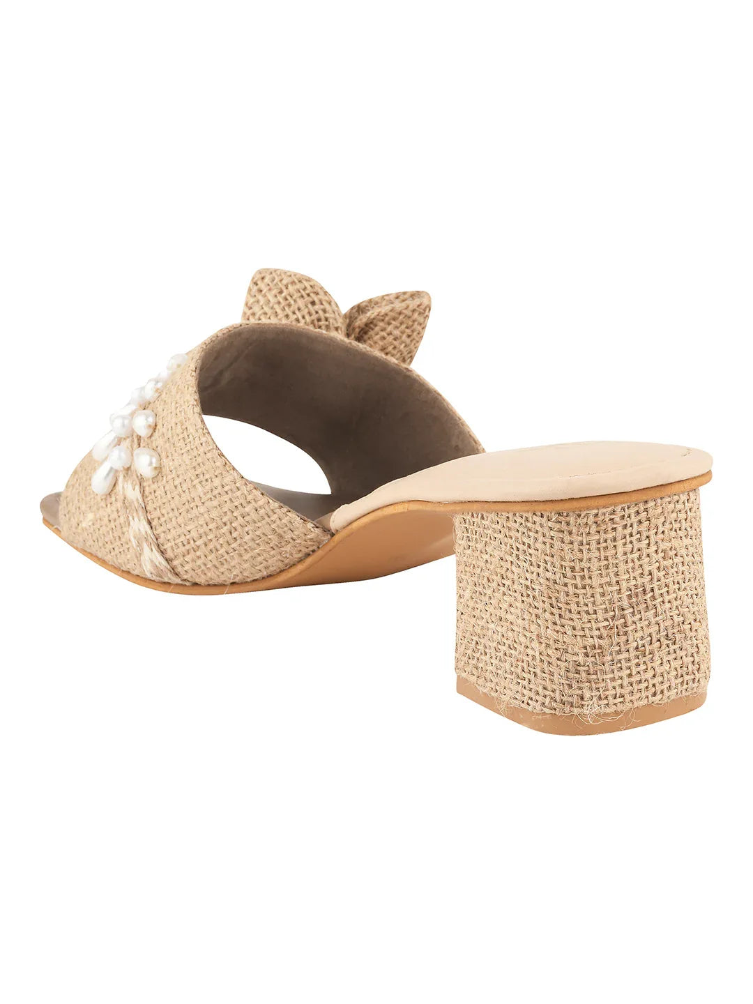 Floral Knot Fabric Block Heels