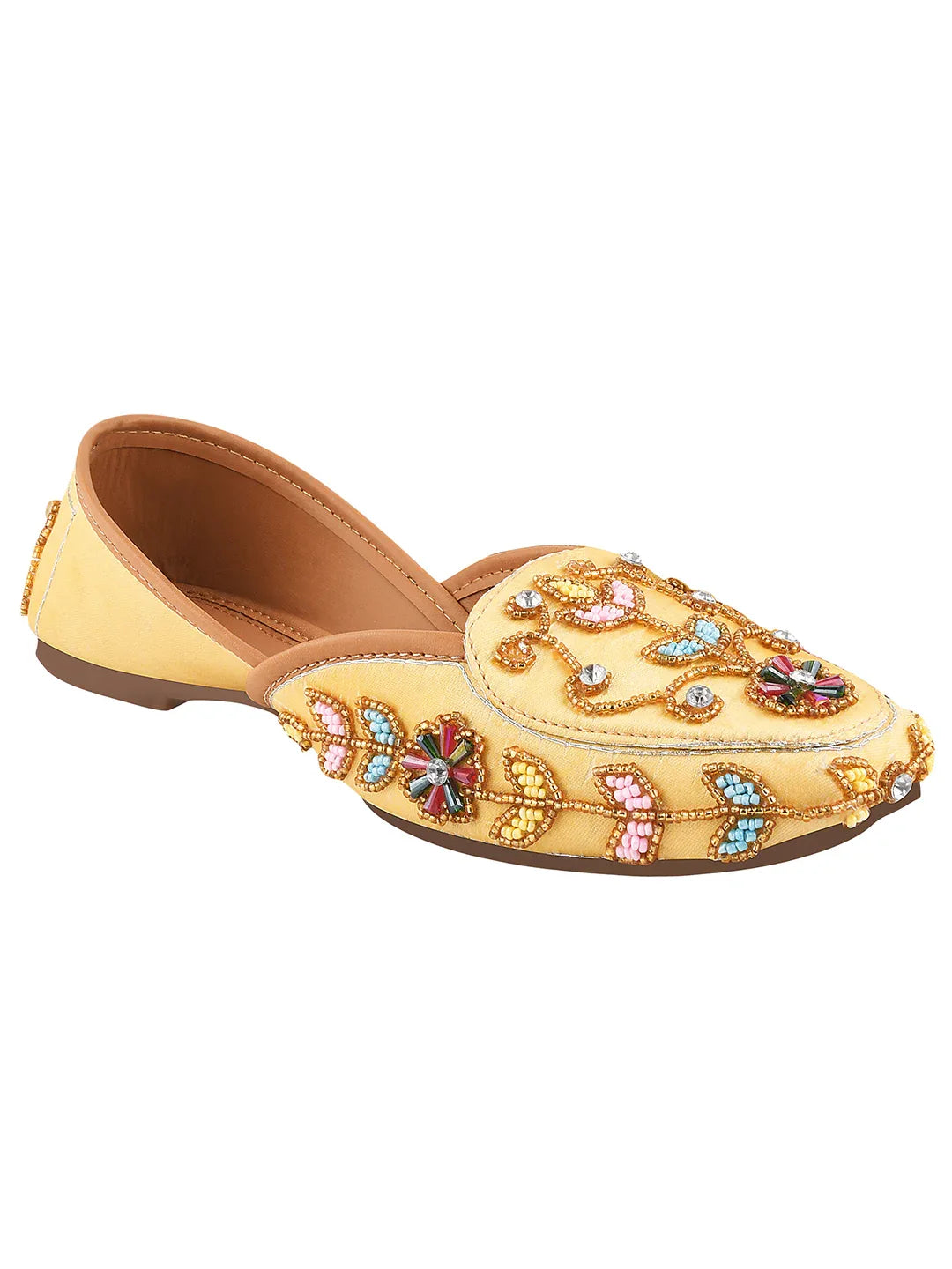 Handcrafted Zari & Stone Ethnic Wedge Juttis