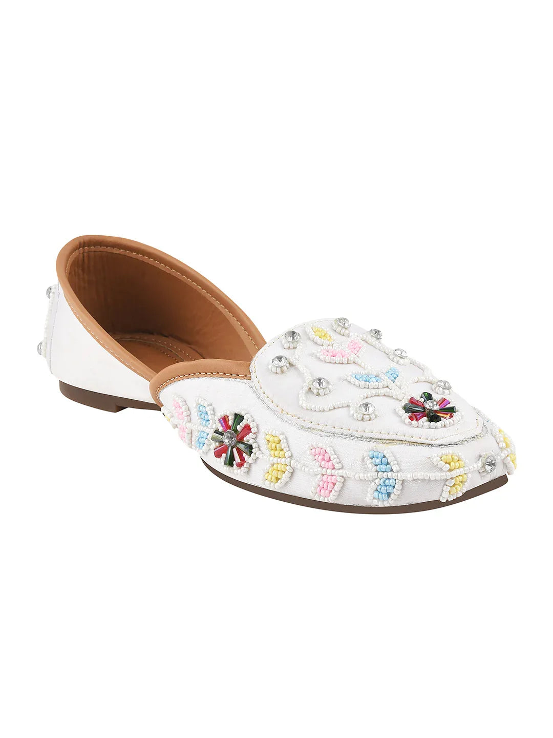 Handcrafted Zari & Stone Ethnic Wedge Juttis