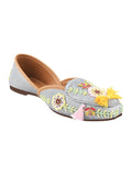 Floral Thread Embroidered Wedge Juttis