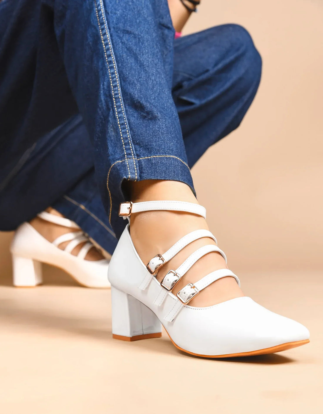 Ankle Strap Patent Block Heels