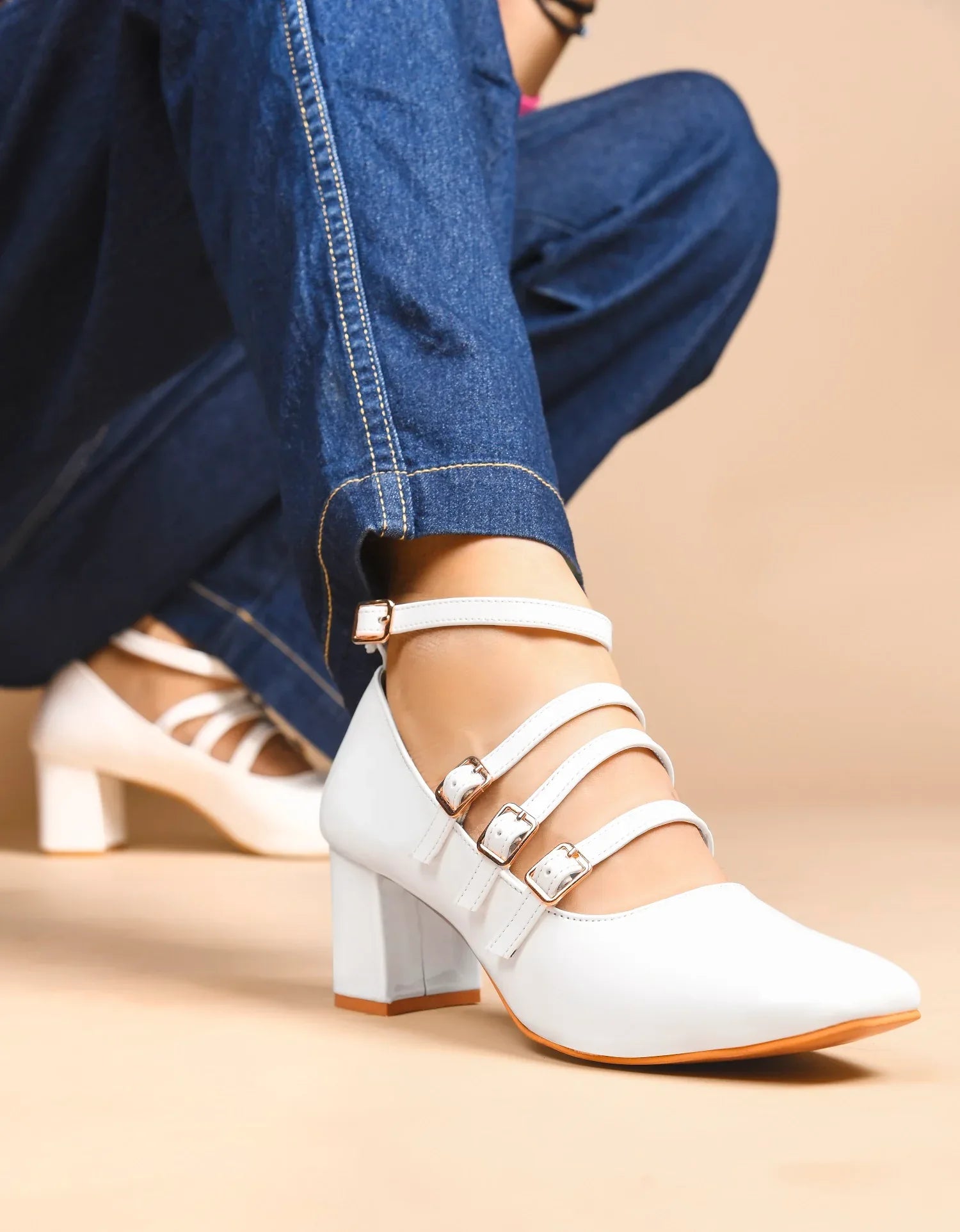 Ankle Strap Patent Block Heels