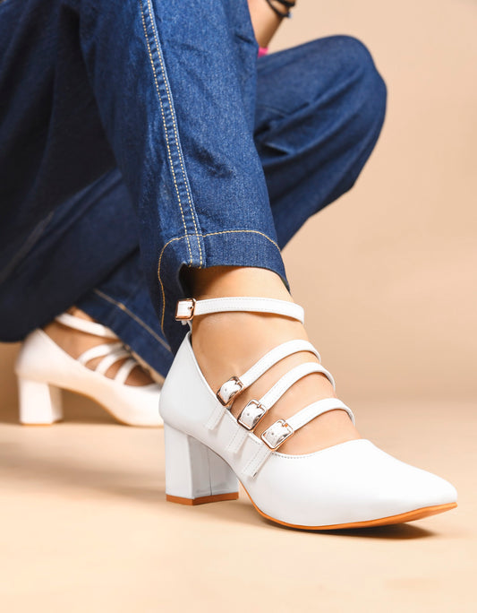 Ankle Strap Patent Block Heels