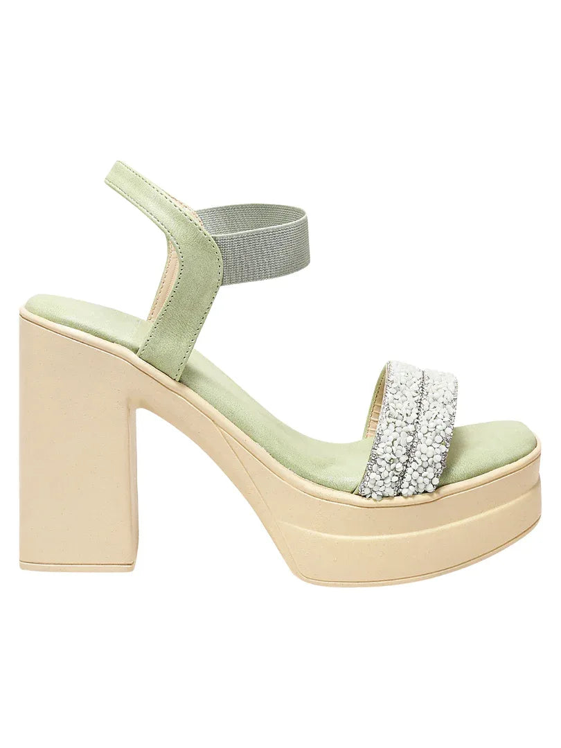 Crystal Edge Ankle Strap Heels