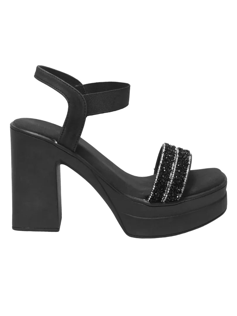 Crystal Edge Ankle Strap Heels