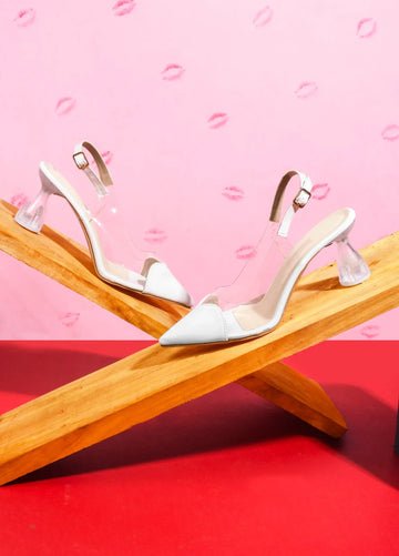 Modern Glass Finish Slingback Heels