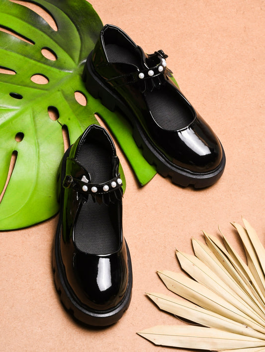 TRYME Casual Glossy Buckle Strap Shoes For Women's