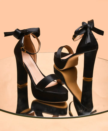 Velvet Edge Ankle-Strap Heels