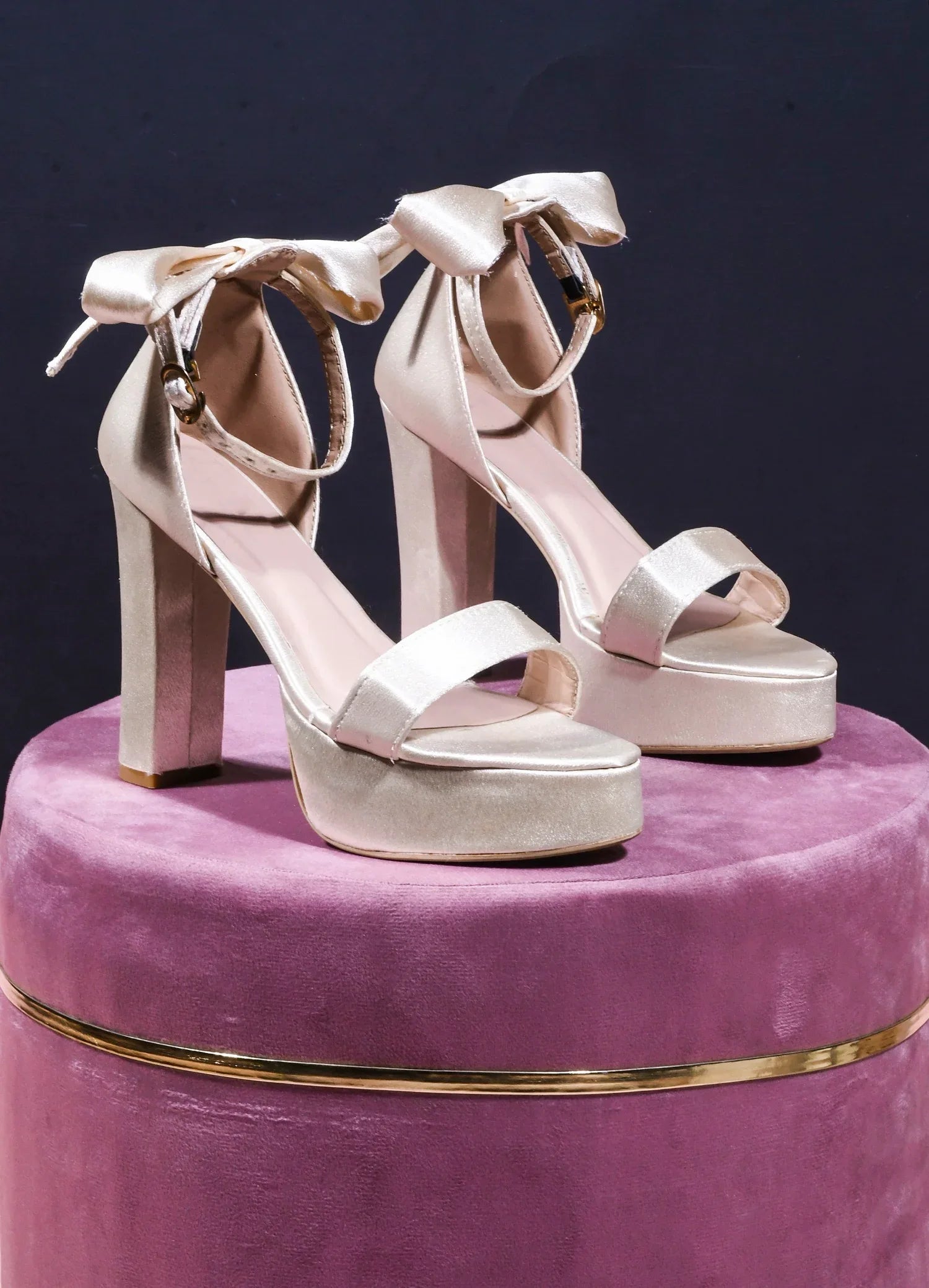 Velvet Edge Ankle-Strap Heels