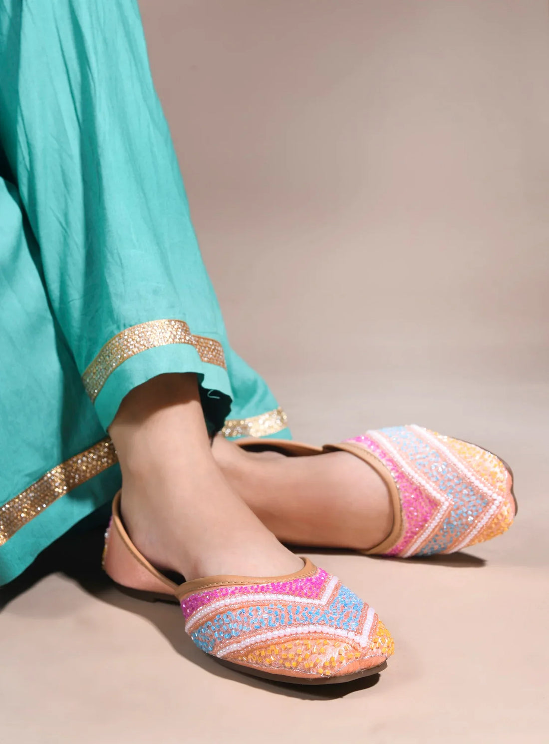 Festive Pastel Work Comfortable Juttis