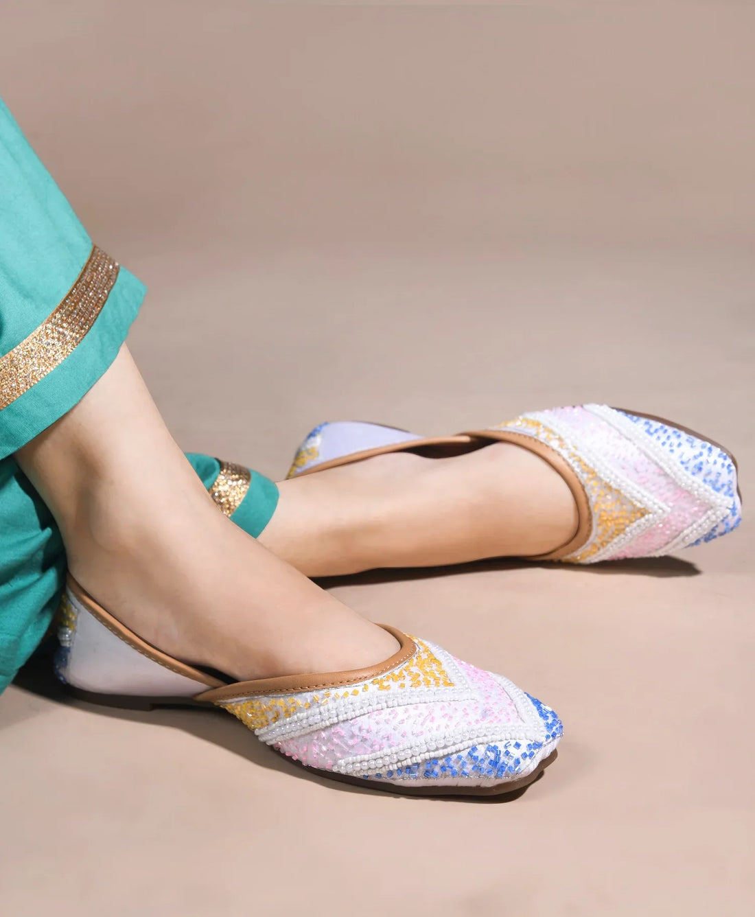 Festive Pastel Work Comfortable Juttis