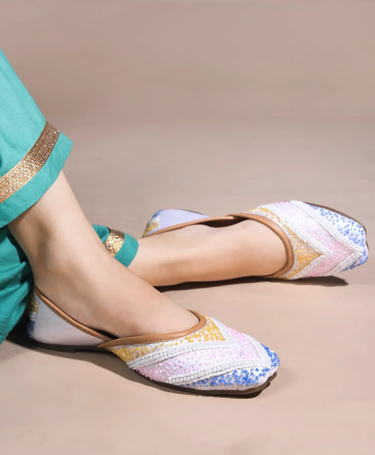 Festive Pastel Work Comfortable Juttis