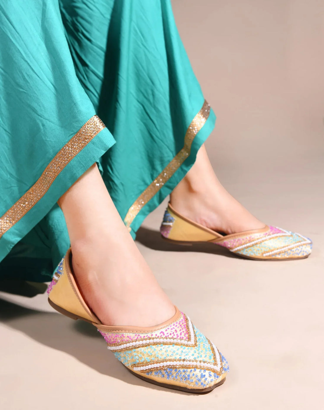 Festive Pastel Work Comfortable Juttis