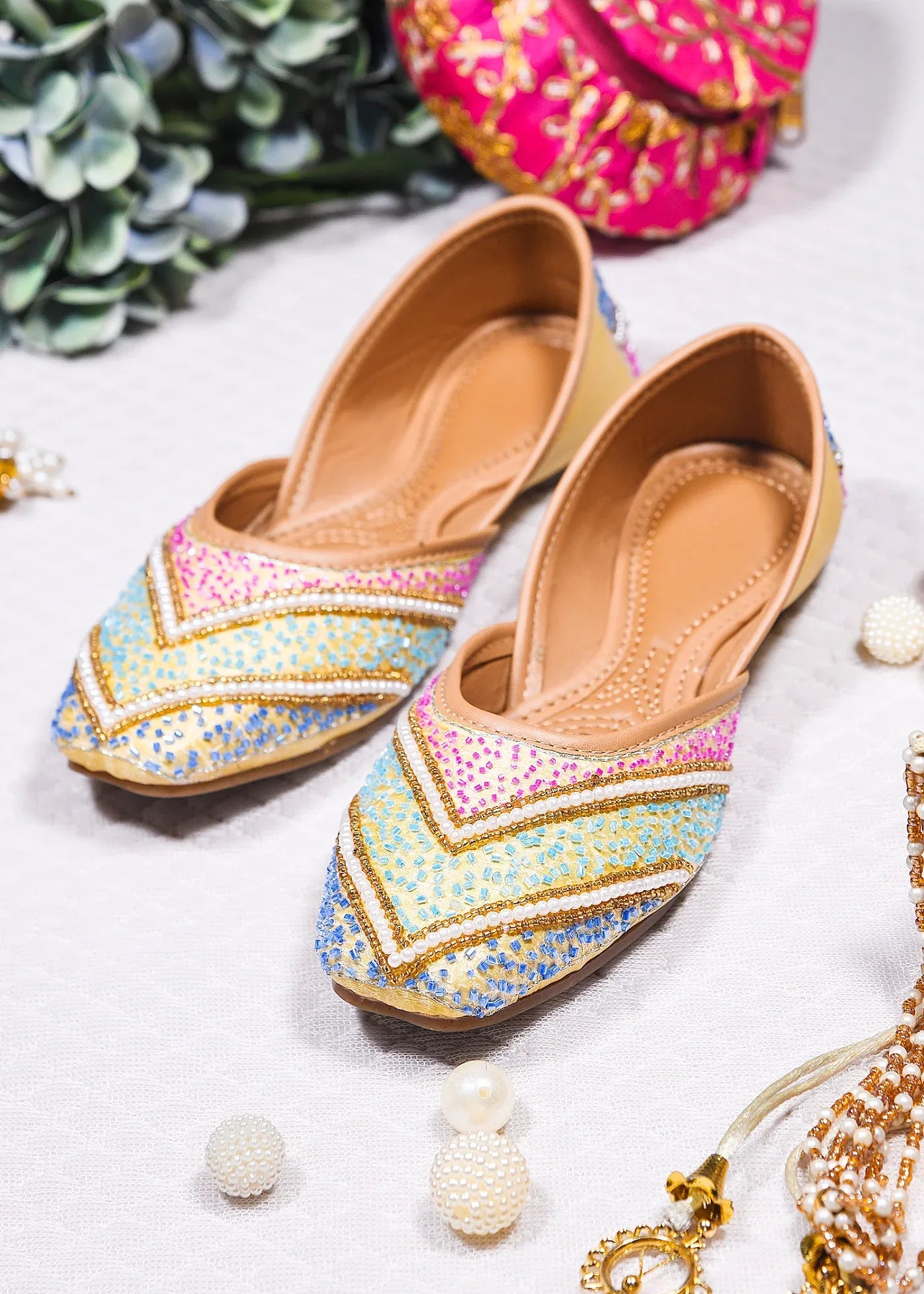 Festive Pastel Work Comfortable Juttis