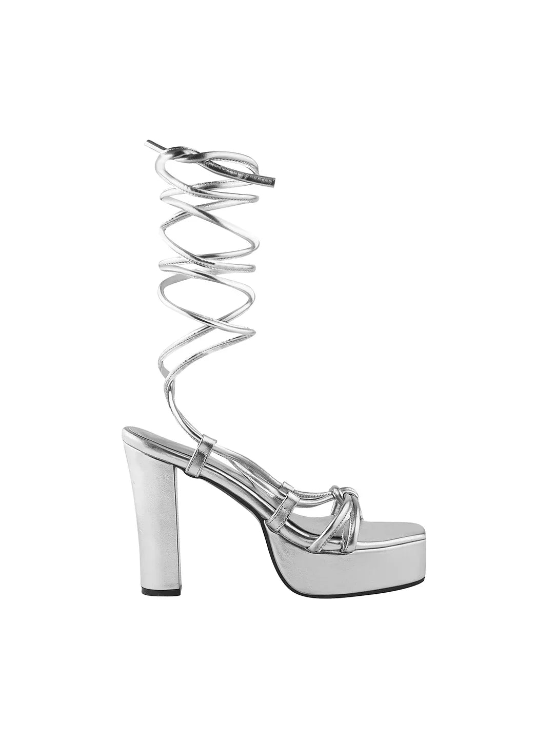 Lace-Up Platform Block Heel Sandals