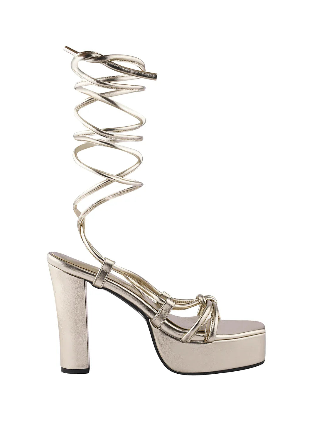 Lace-Up Platform Block Heel Sandals