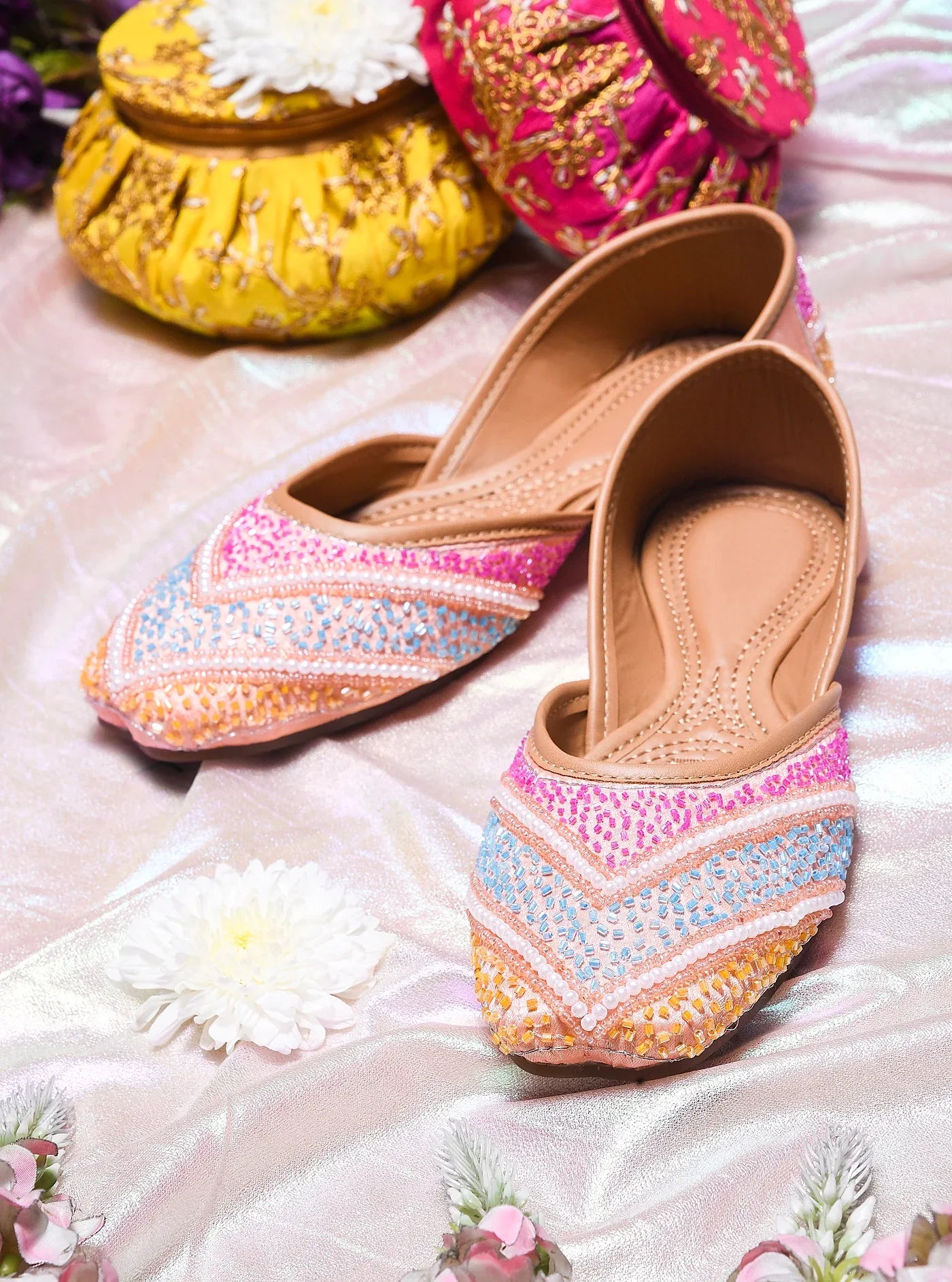 Festive Pastel Work Comfortable Juttis
