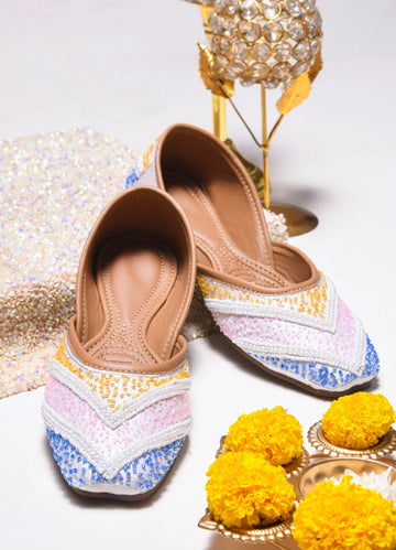 Festive Pastel Work Comfortable Juttis