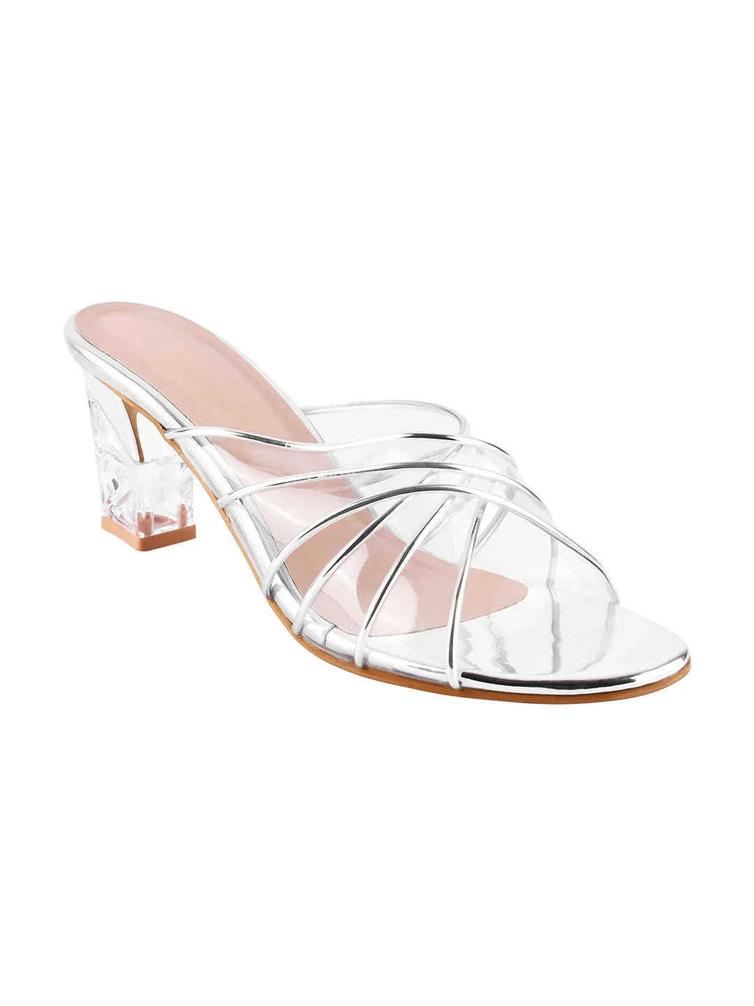 Luxe Clear Strap Block Heel Sandals