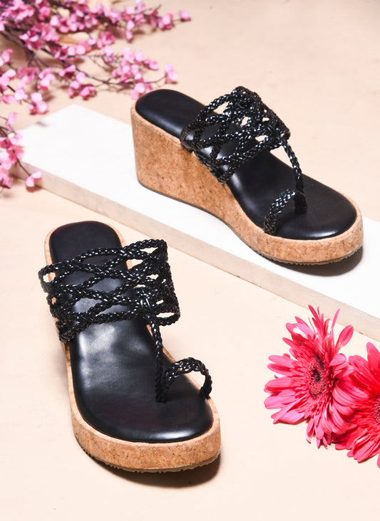 Braided Comfort Cork Wedges