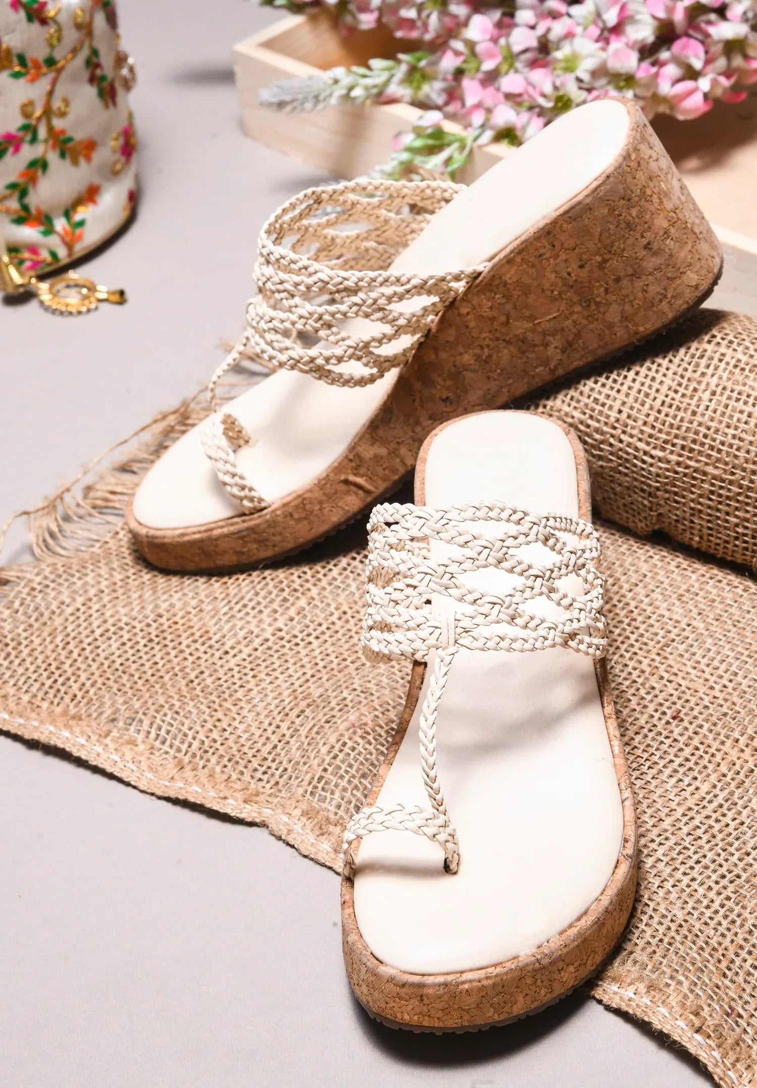 Braided Comfort Cork Wedges