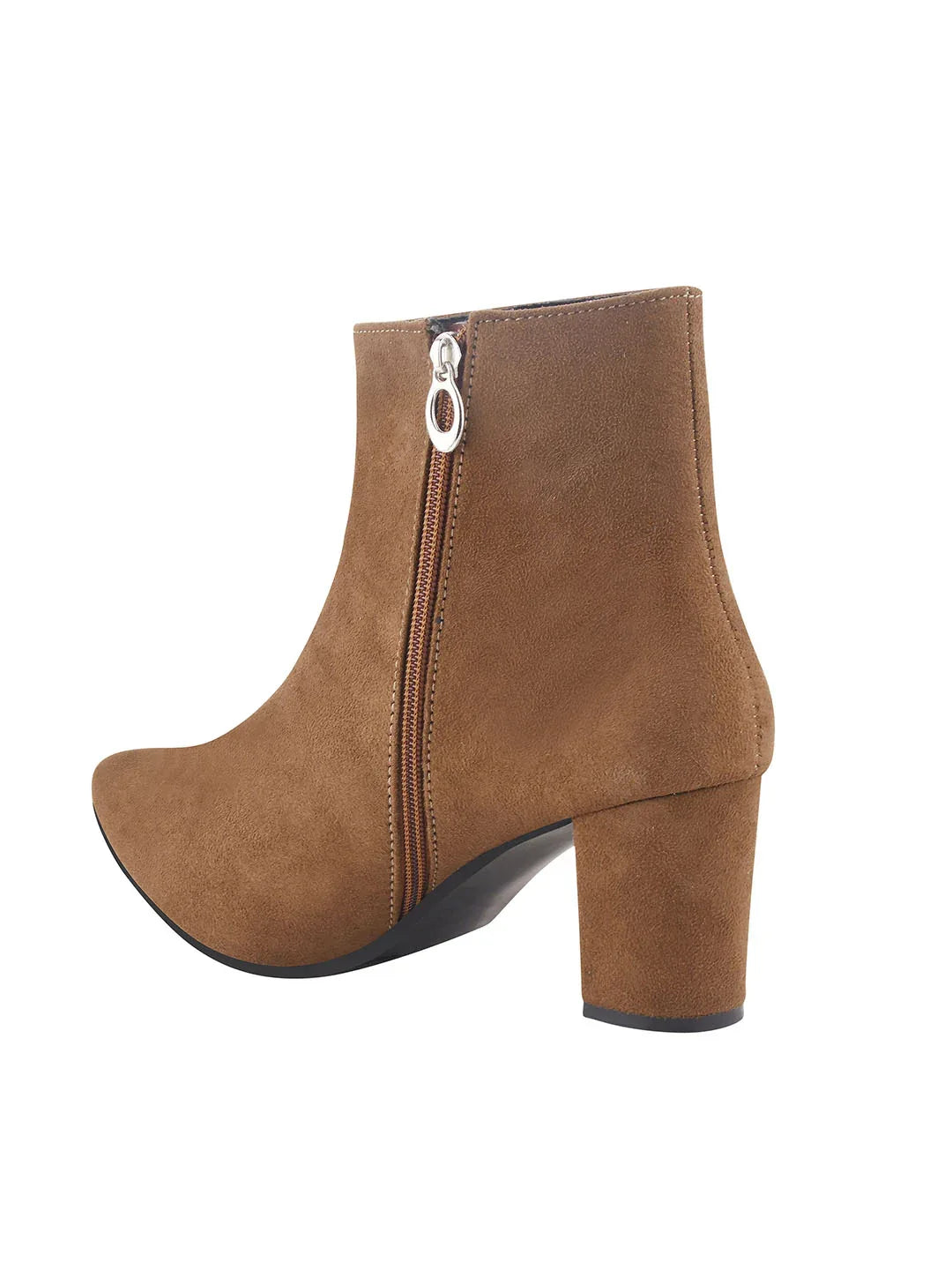 Women’s Ankle-Length Boots with Buckle Detail and Block Heel