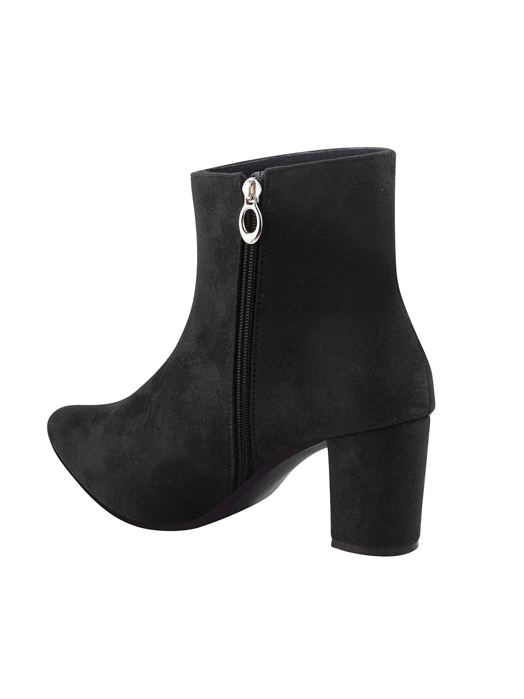 Women’s Ankle-Length Boots with Buckle Detail and Block Heel