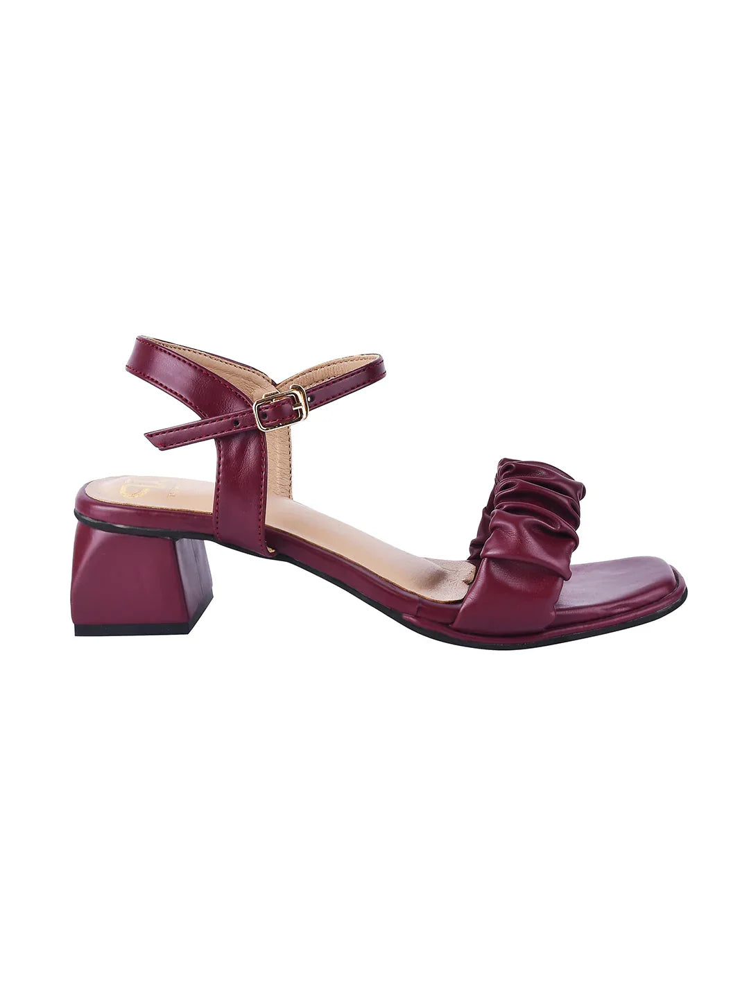Chic Ruched Block Heel Sandals
