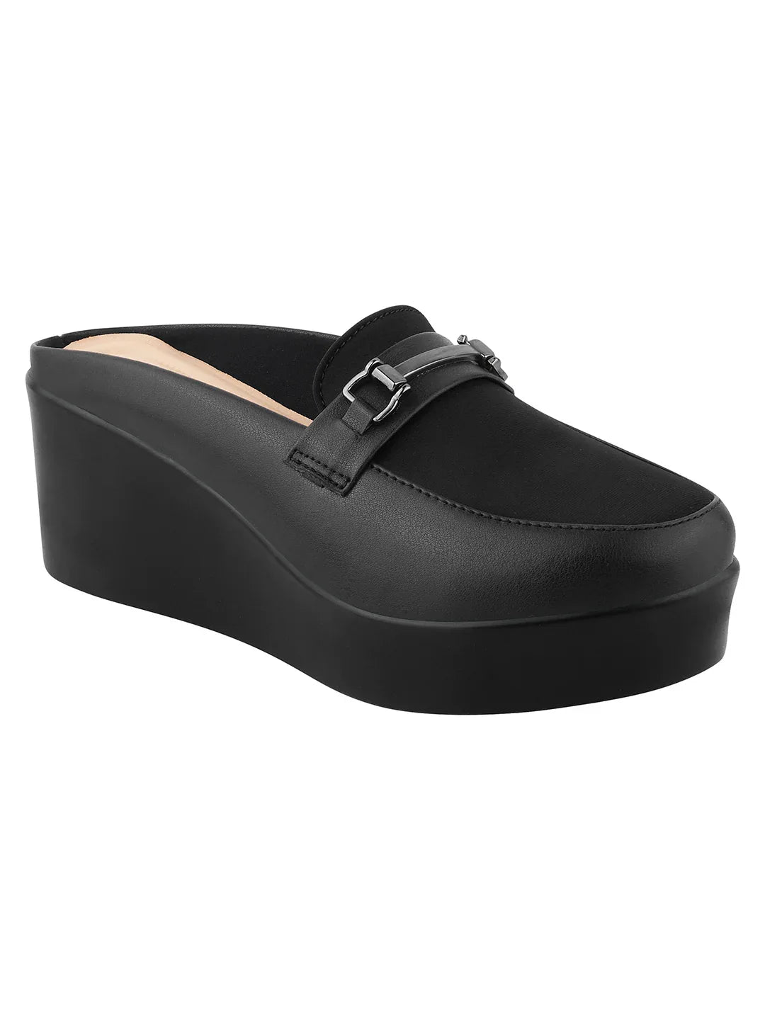 Minimal Buckle Wedge Loafers
