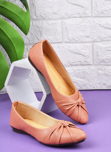 Textured Knot Detail Comfort Ballerinas