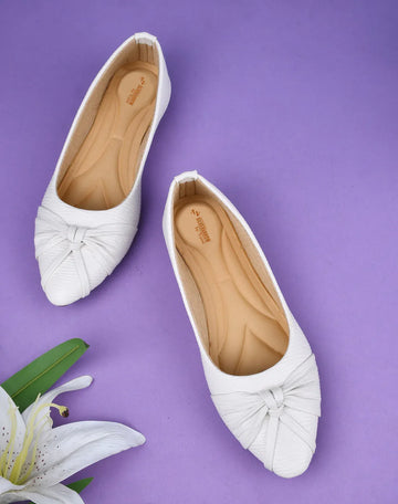Textured Knot Detail Comfort Ballerinas