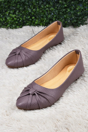 Textured Knot Detail Comfort Ballerinas
