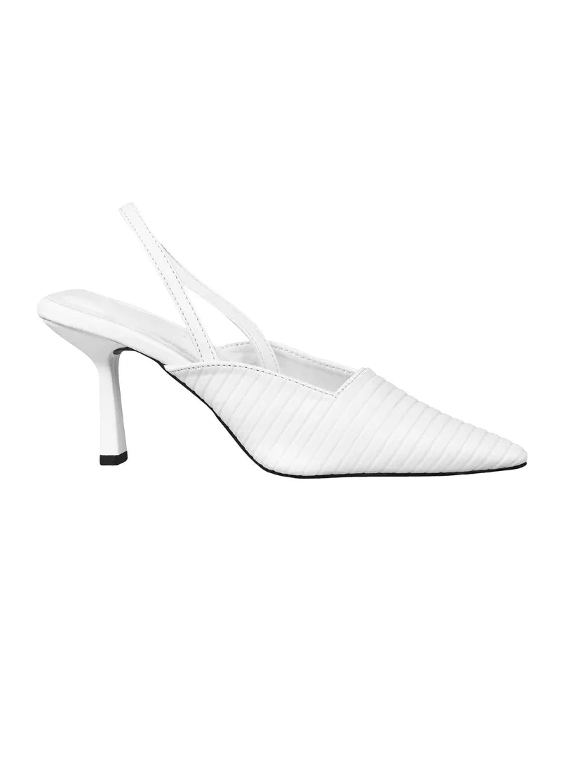 Noir Ribbed Stiletto Slingbacks