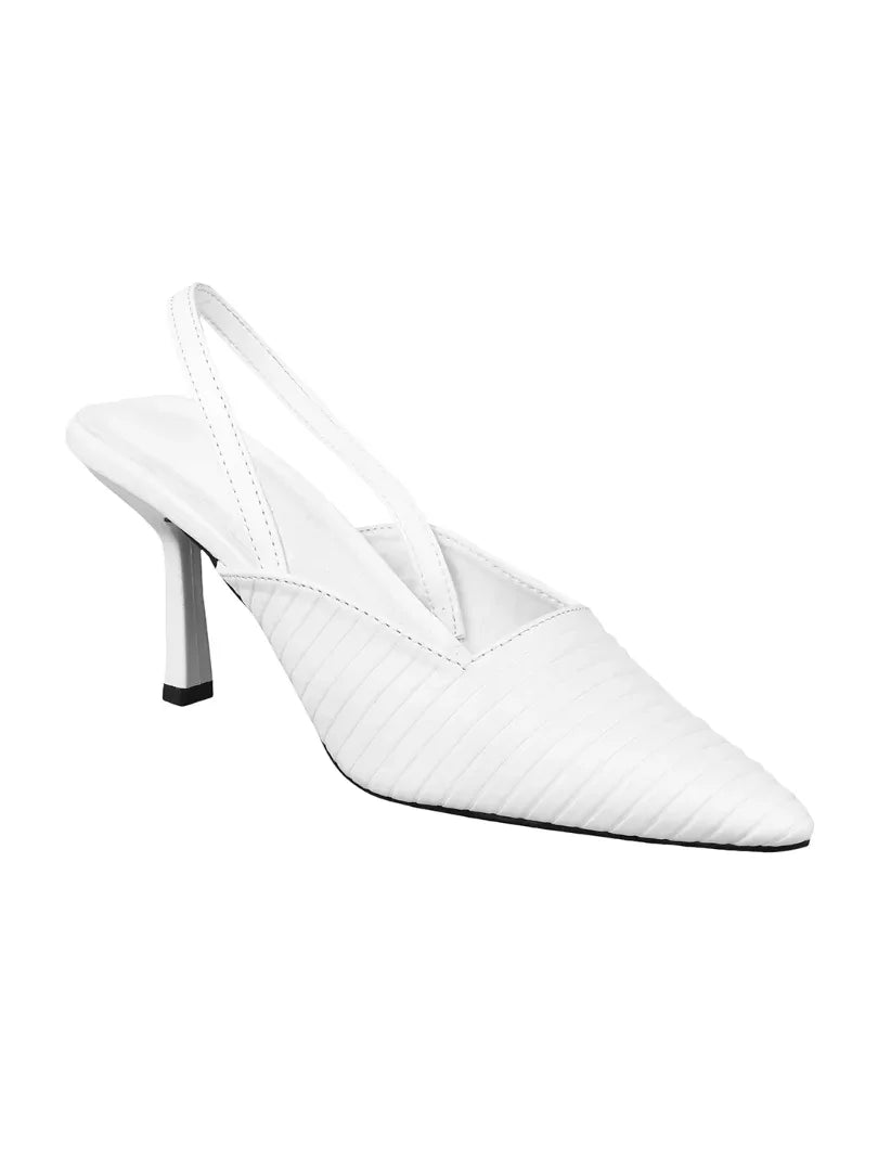 Noir Ribbed Stiletto Slingbacks