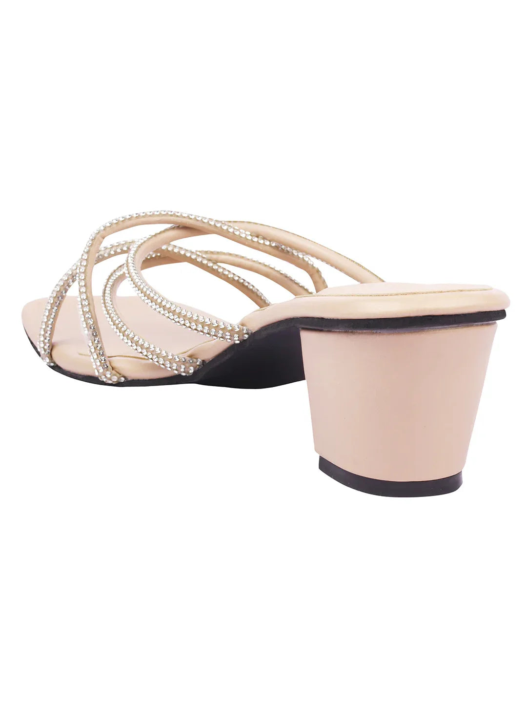 Elegant Rhinestone Strap Mid Heels