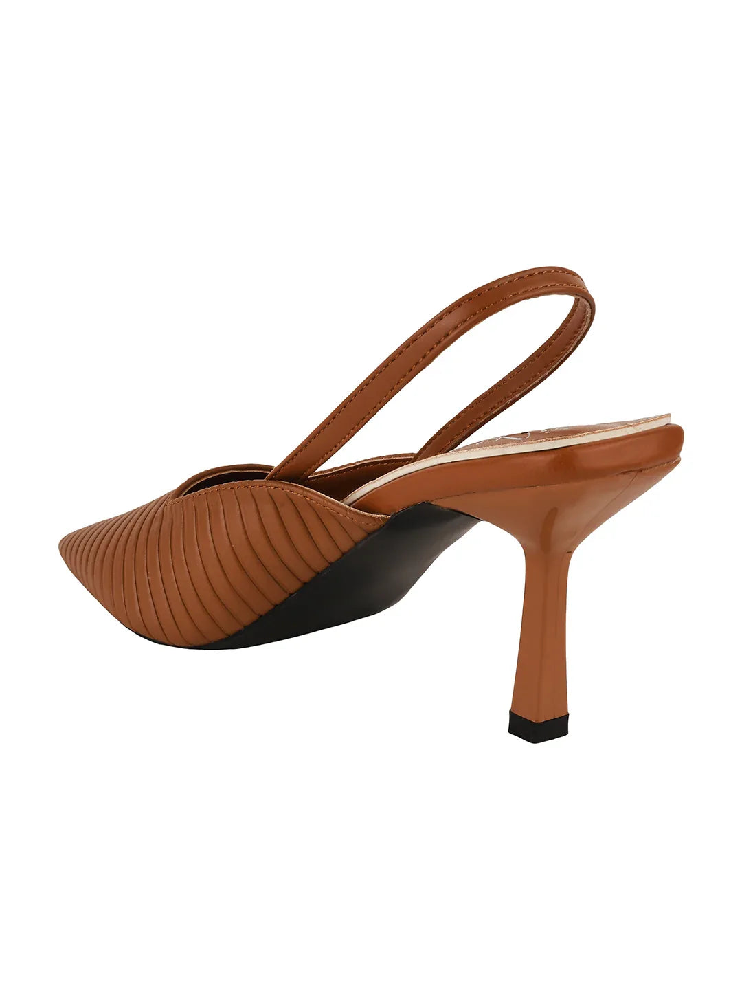 Noir Ribbed Stiletto Slingbacks