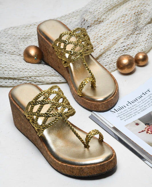 Braided Comfort Cork Wedges