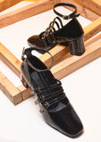 Ankle Strap Patent Block Heels