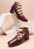 Ankle Strap Patent Block Heels