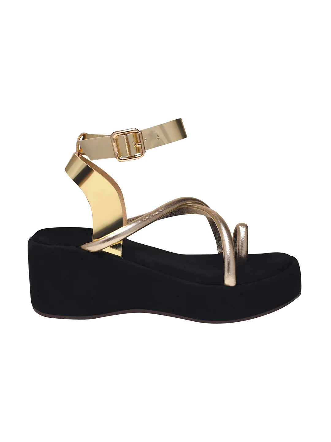 Metallic Toe-Loop Platform Sandals