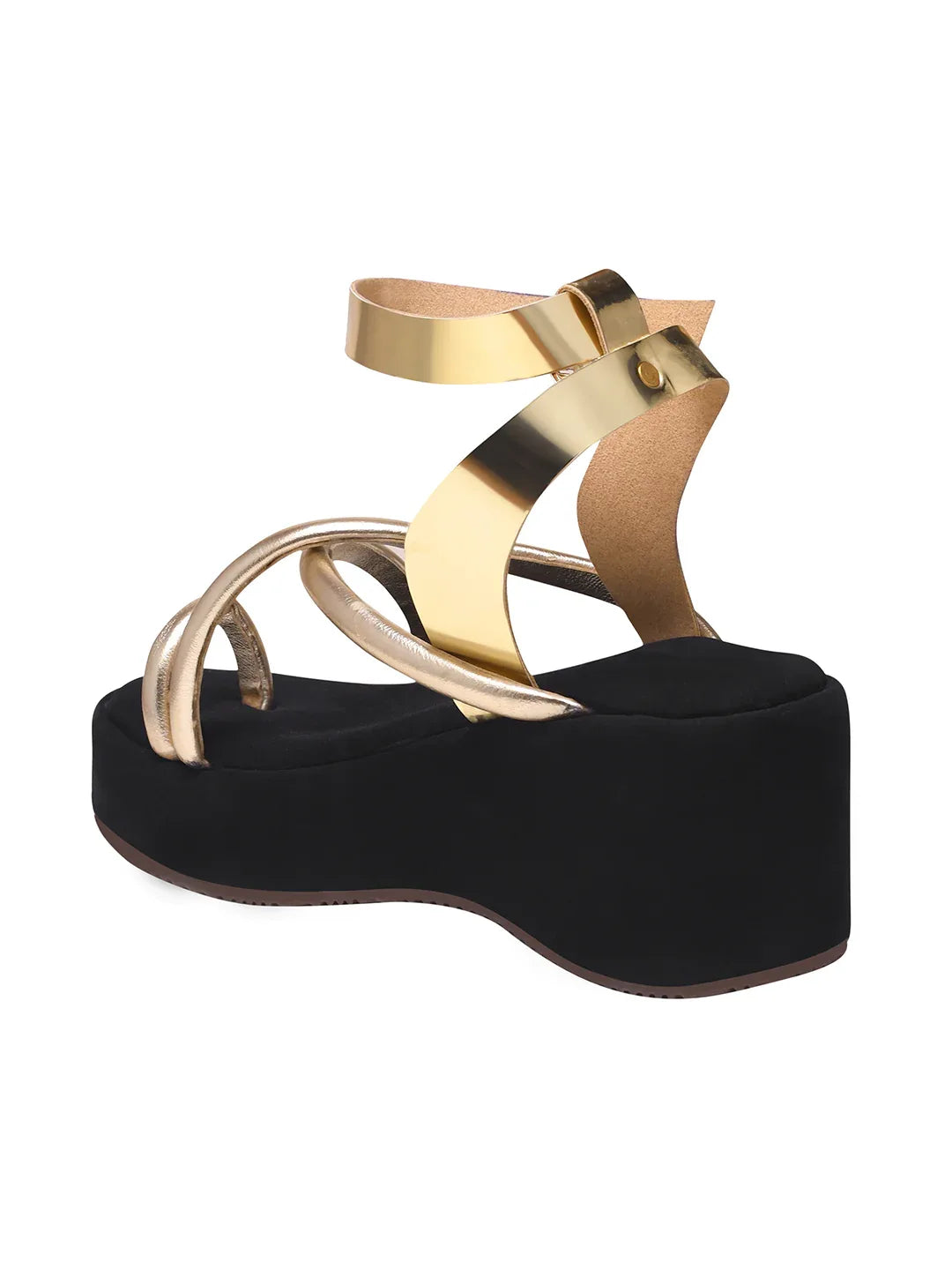 Metallic Toe-Loop Platform Sandals
