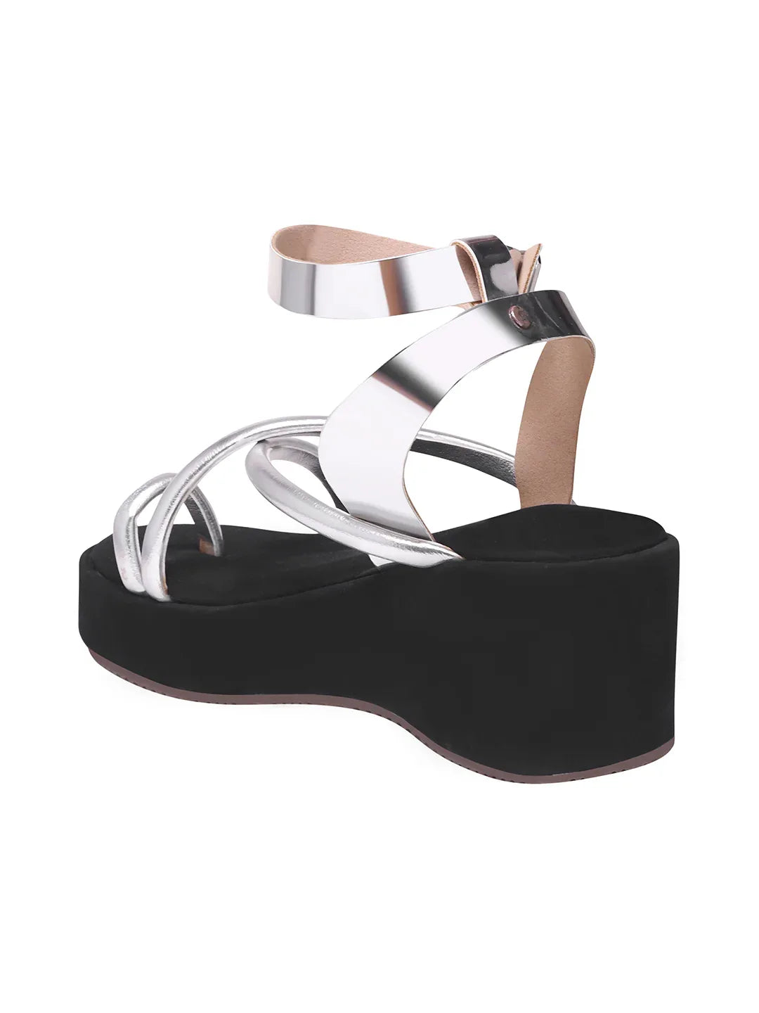 Metallic Toe-Loop Platform Sandals