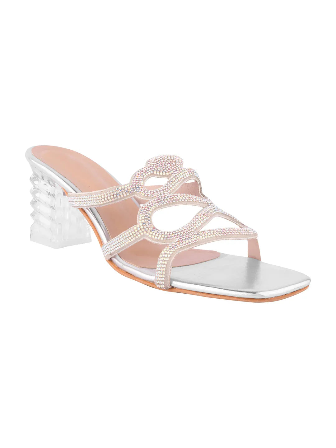 Crystal Strap Block Heel Sandals