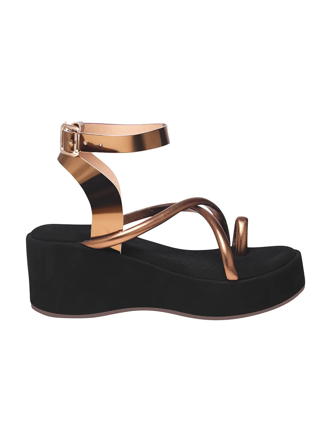 Metallic Toe-Loop Platform Sandals