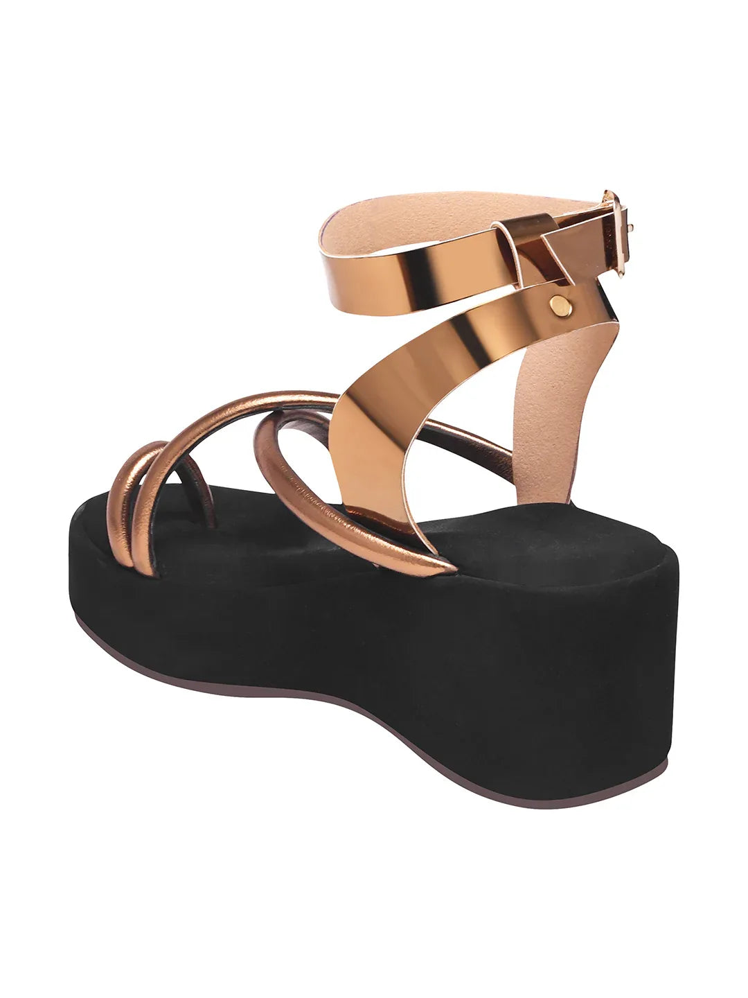 Metallic Toe-Loop Platform Sandals
