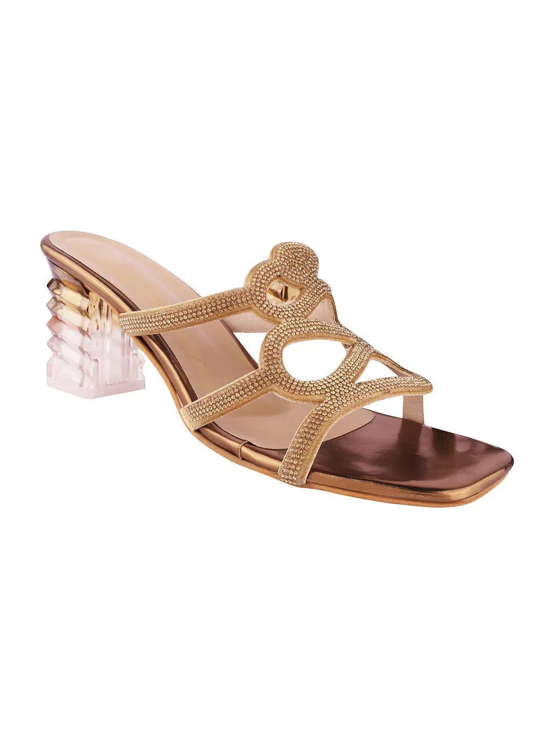 Crystal Strap Block Heel Sandals