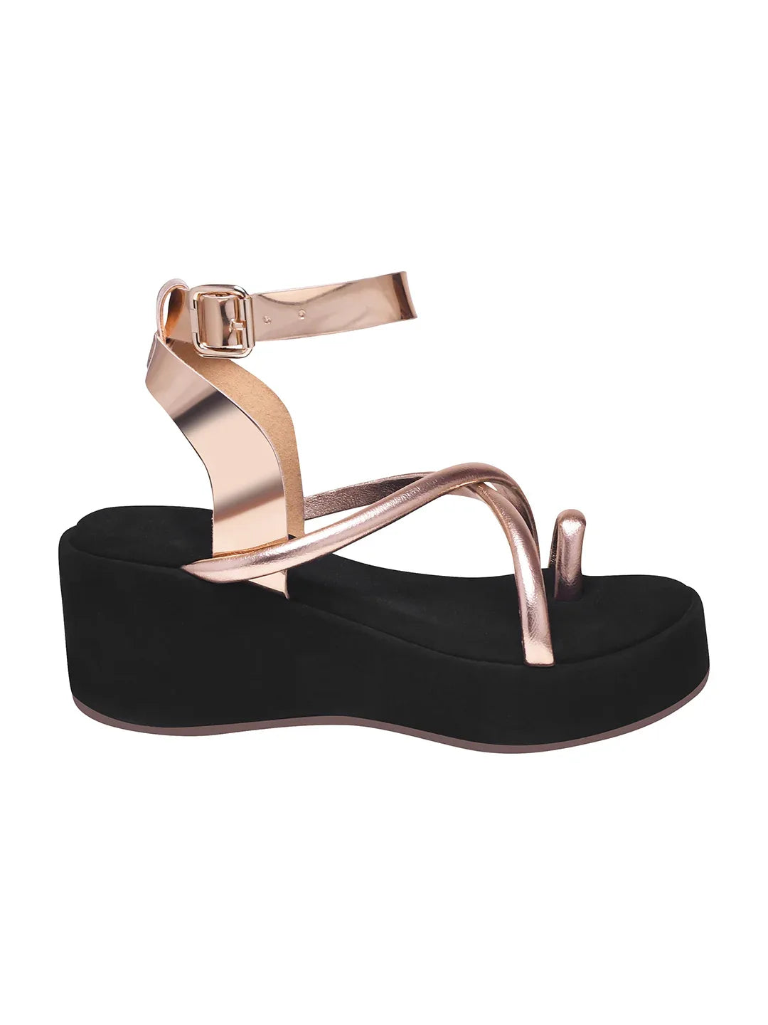 Metallic Toe-Loop Platform Sandals