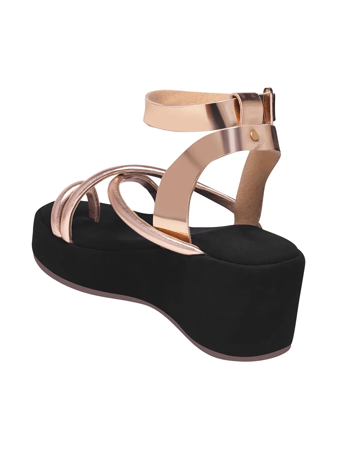 Metallic Toe-Loop Platform Sandals